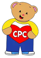 Creative Play Corner bear holding CPC in a heart