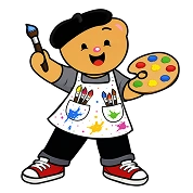 Creative Play Corner bear artist mascot