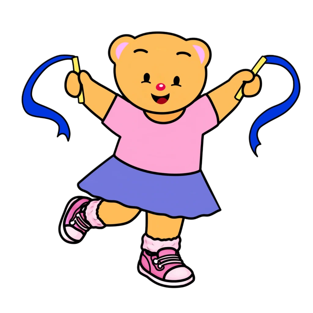 Creative Play Corner bear mascot dressed as a cheerdancer