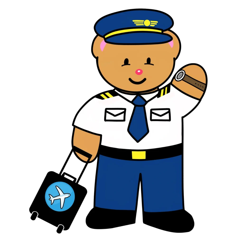 Creative Play Corner bear mascot dressed as a pilot