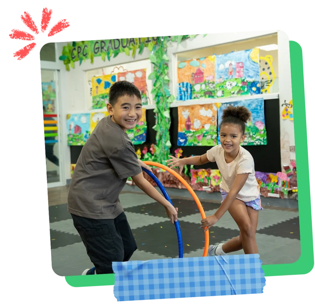 Children happily playing in the vibrant and engaging Creative Play Corner classroom